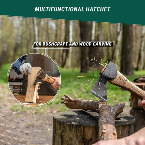 BeaverCraft AX1 hardened steel blade stays sharp for precise cuts and efficient chopping.