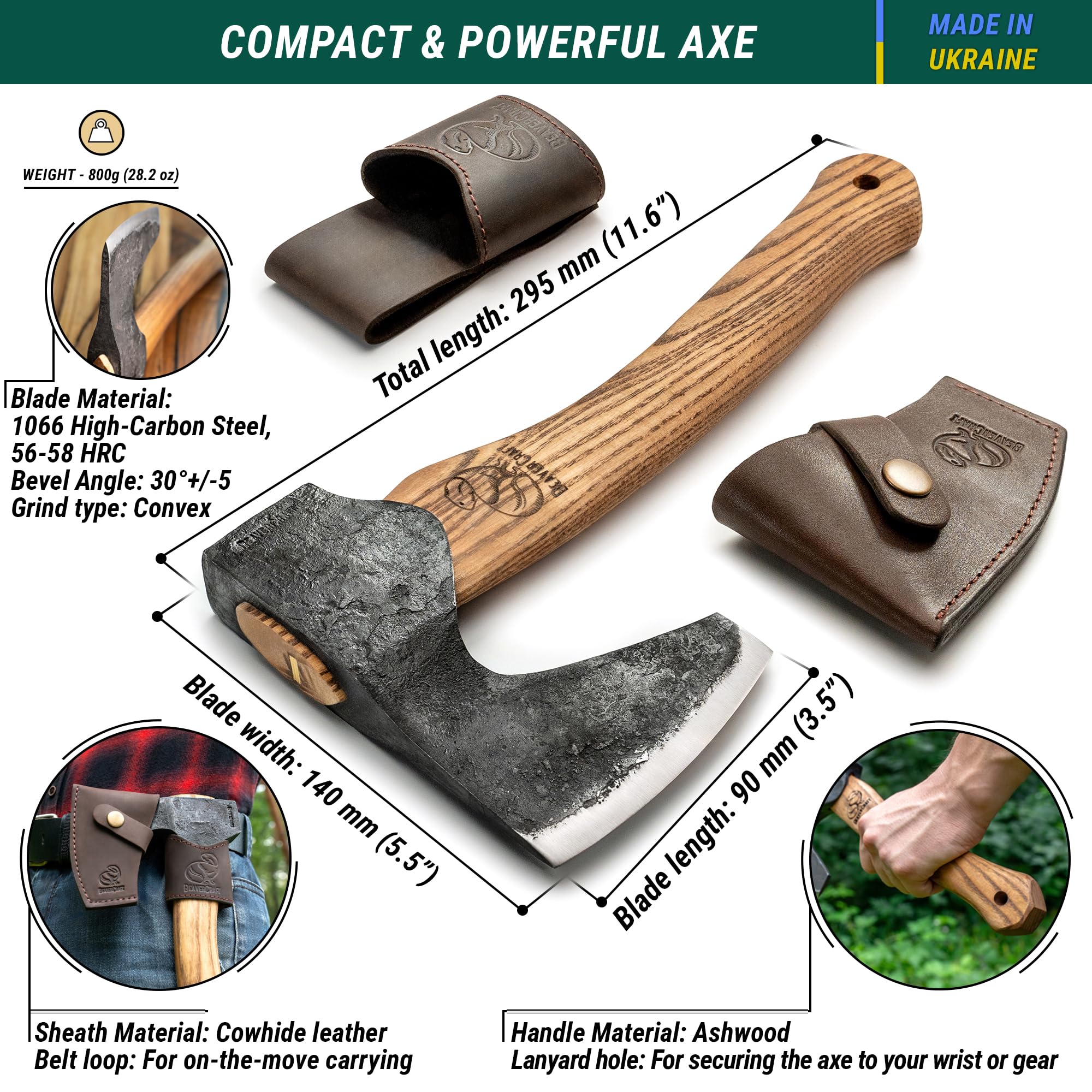 BeaverCraft AX6 ashwood handle offers ergonomic comfort during long sessions.