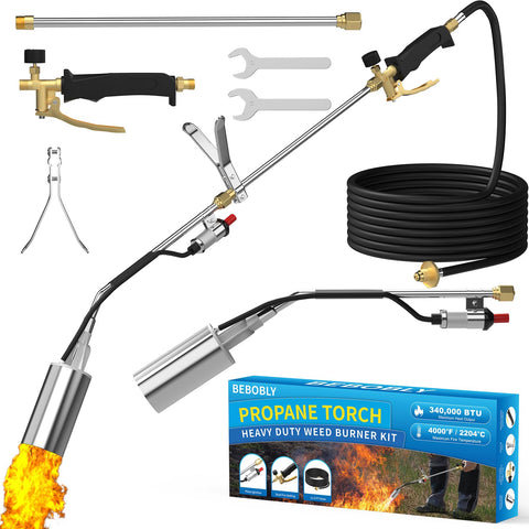 BEBOBLY weed burner with 340k output for fast weed clearing