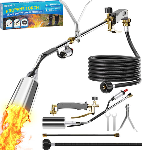 BEBOBLY propane torch weed burner in action for fast weed removal
