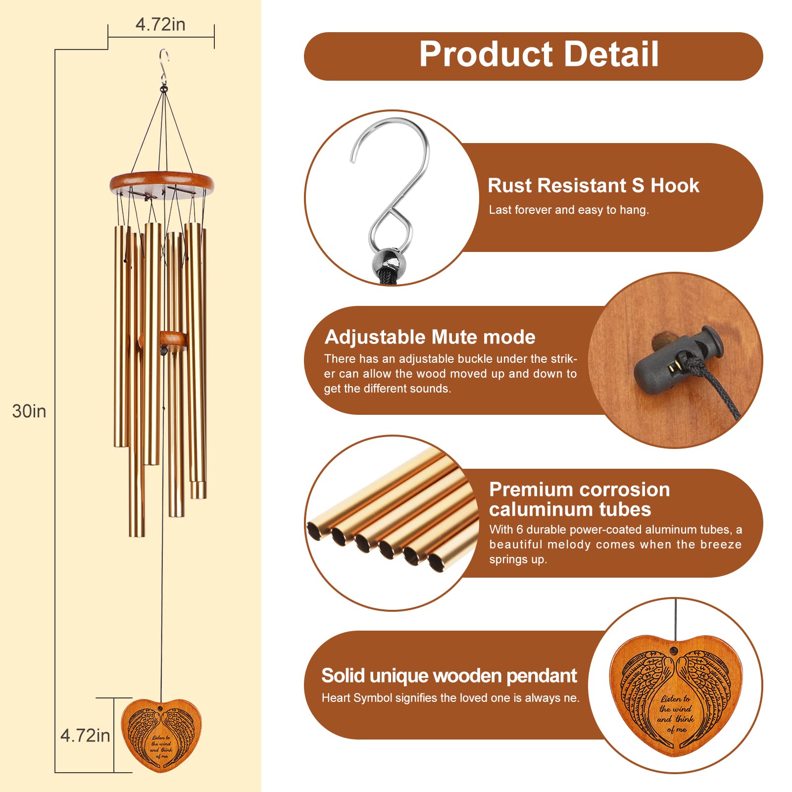 Beboligh wind chimes with heart-shaped wind catcher for memorial touch.