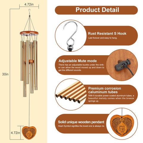 Beboligh wind chimes with heart-shaped wind catcher for memorial touch.