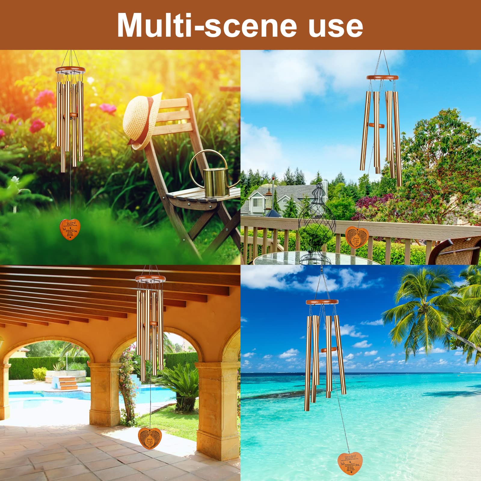 Beboligh wind chimes heavy-duty nylon braid with secure hanging.