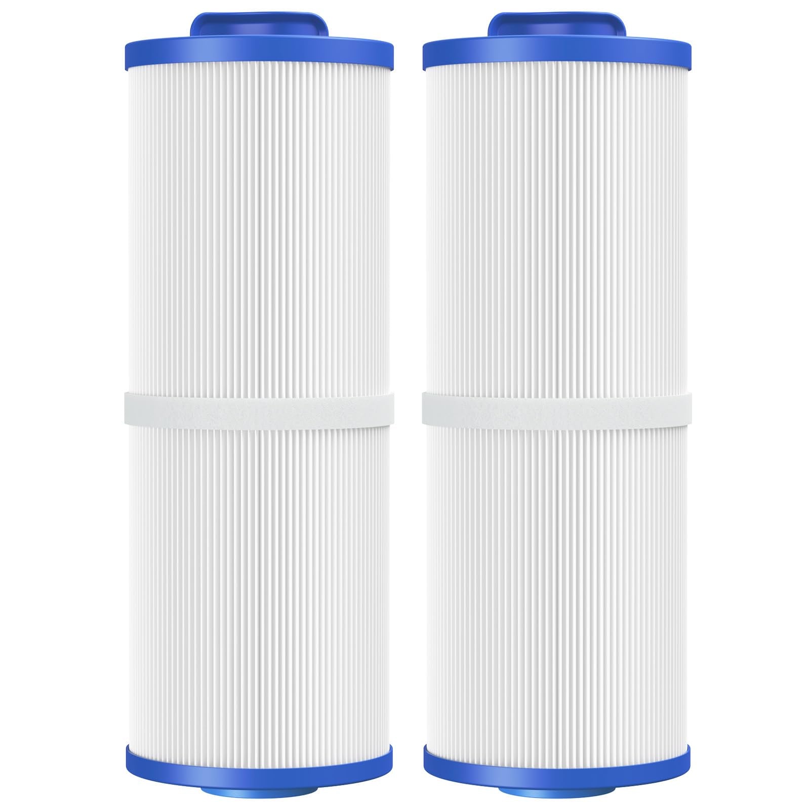 Beckacher 4CH-949 spa filter close-up highlighting Trilobal media for enhanced filtration and easy maintenance.