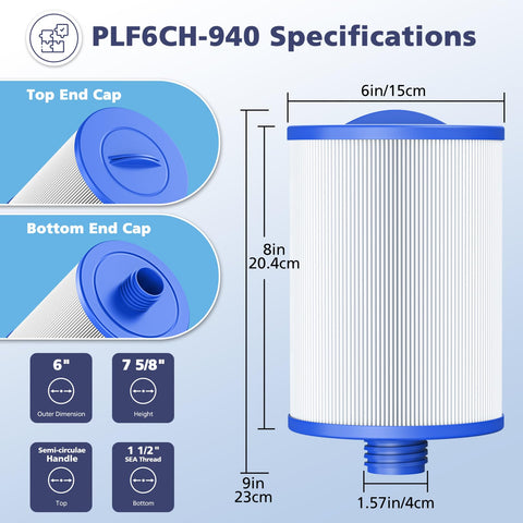 Beckacher Dirt-Lock technology in 6CH-940 spa filter enhances filtration