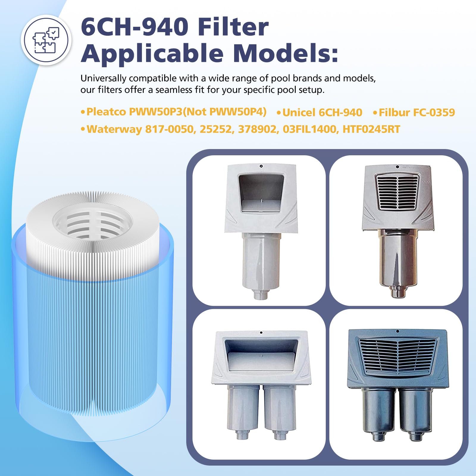 Beckacher trilobal media in the 6CH-940 spa filter for debris capture