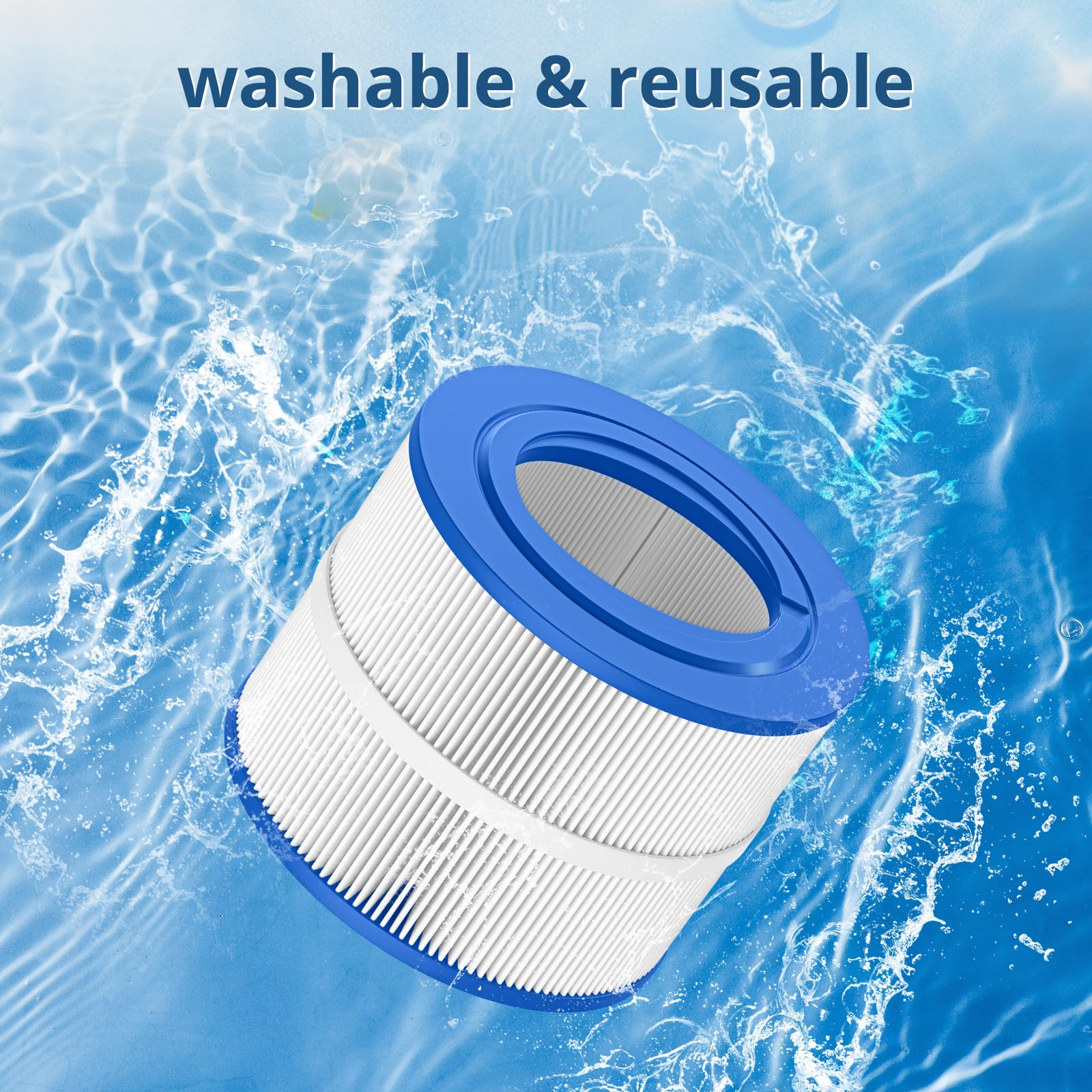 Beckacher filter being rinsed under strong water flow for easy cleaning.