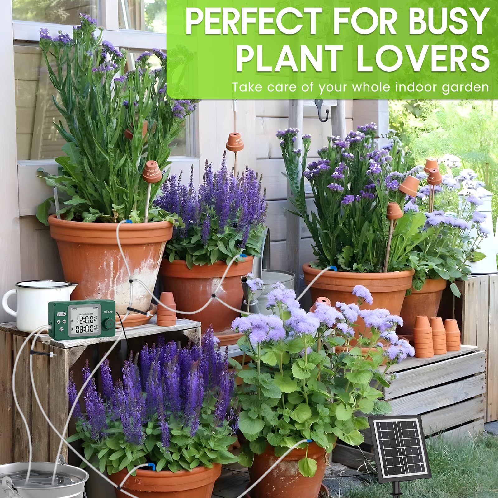 Beday controller screen displays adjustable watering schedules and intervals.