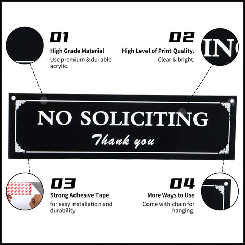 BEDEONE no soliciting sign with adhesive back for quick door installation