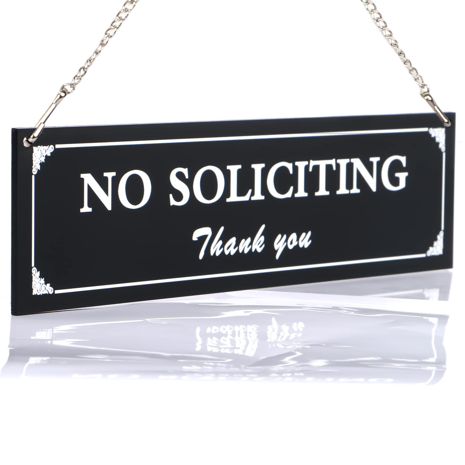 BEDEONE no soliciting sign on frosted acrylic enhances privacy and curb appeal
