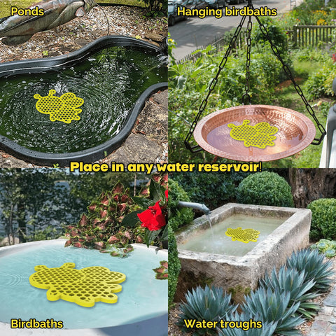 Bee Pontoon outdoor garden water feature enhances decor and invites pollinators.