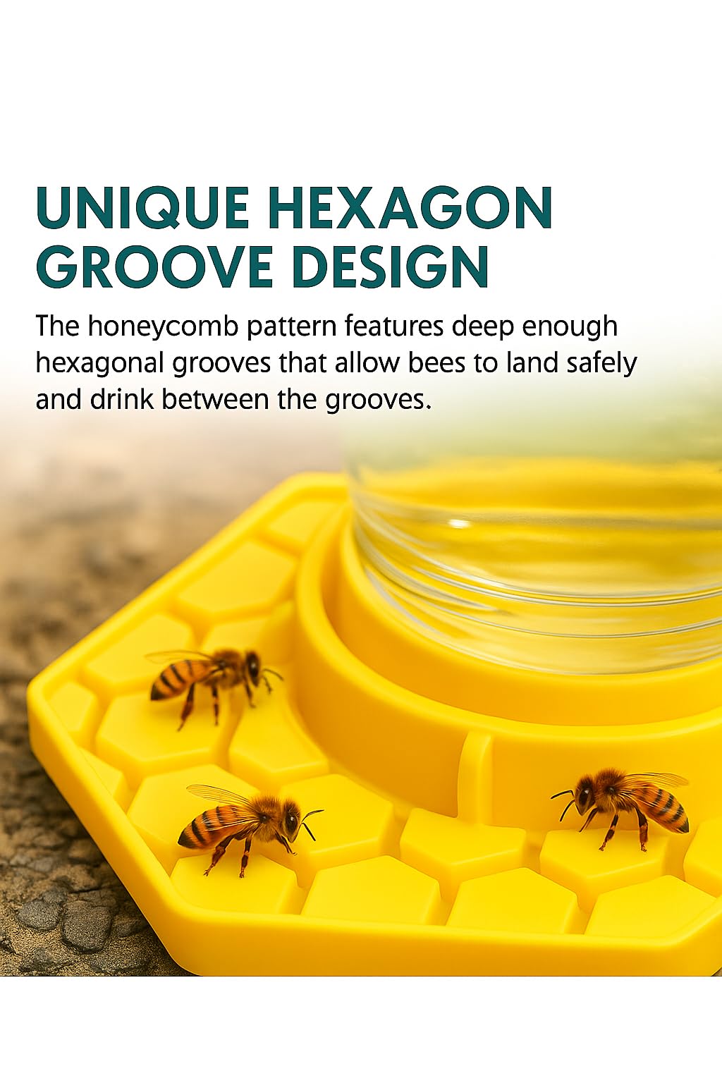 Orange Bee Watering Station near hives with honeycomb tray aids hydration.