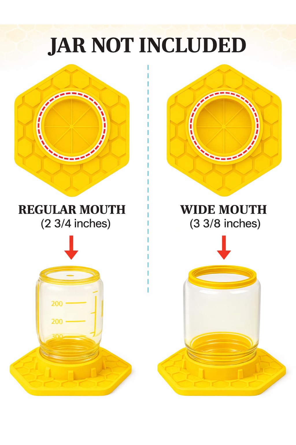 Durable silicone bee feeder showcased for quick jar swap and outdoor durability.