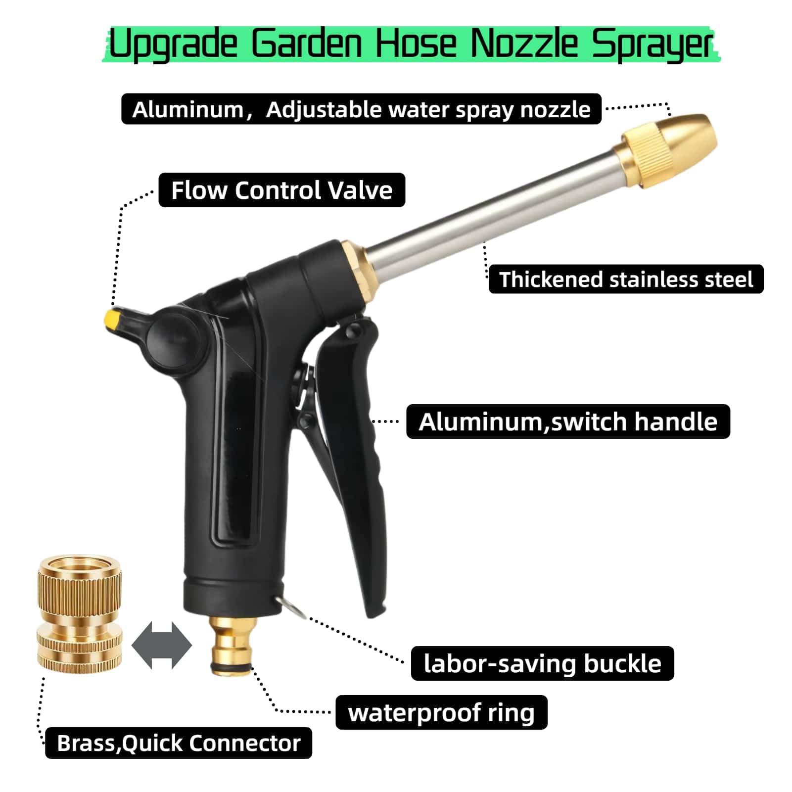 BEEBTBMAKE Upgrade with flow-control adjustable nozzle for powerful jet or soft mist.