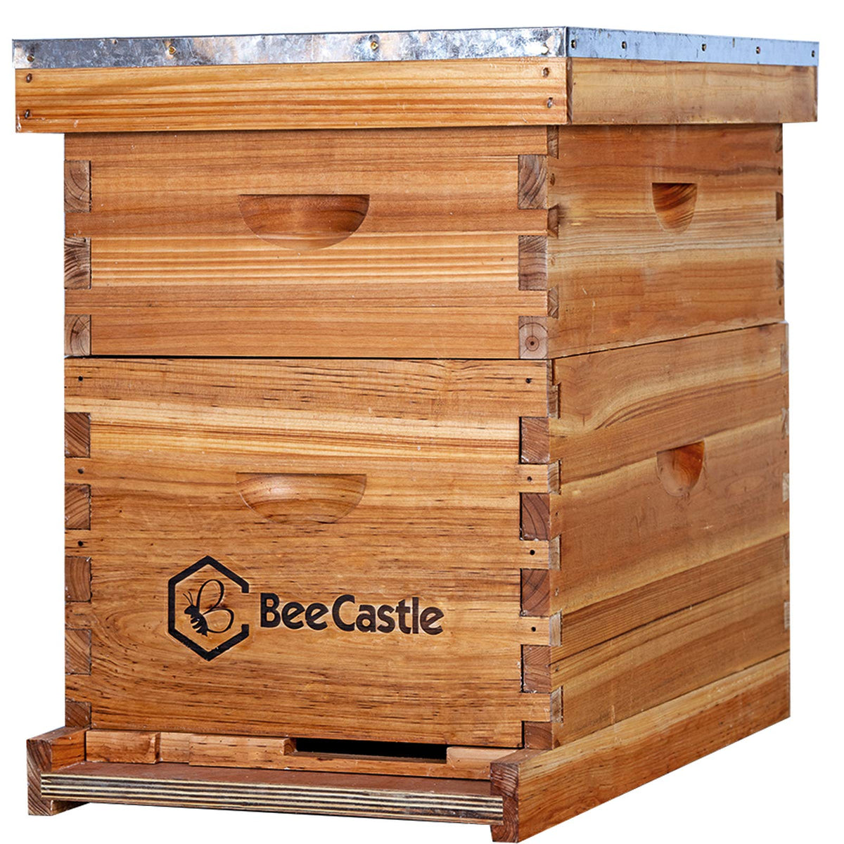 BeeCastle 8-frame Langstroth hive coated with beeswax for durable protection