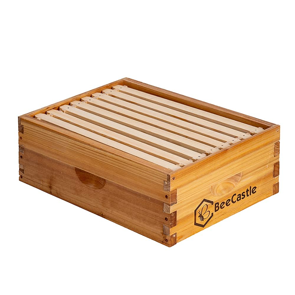 BeeCastle 8-frame medium super box ready for assembly in durable cedarwood.