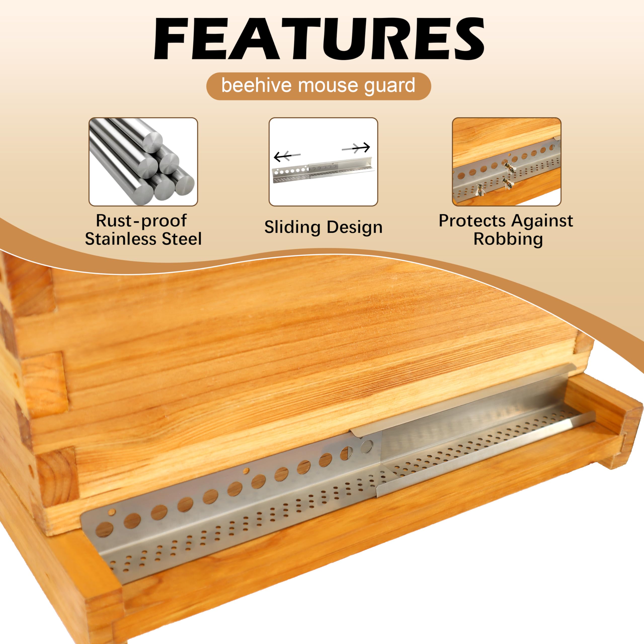 BeeCastle adjustable-length guard fits 8 or 10 frame hives