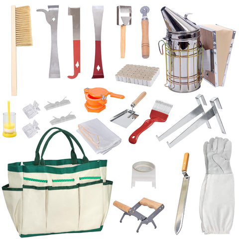 BeeCastle beekeeping tool kit with smoker and organizer tote.
