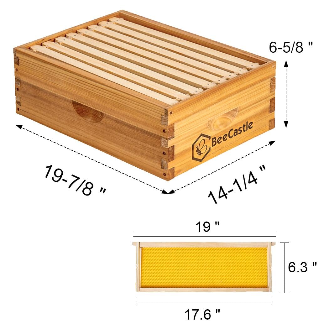 Pre-cut beams and cedarwood provide a stable, long-lasting hive shell.
