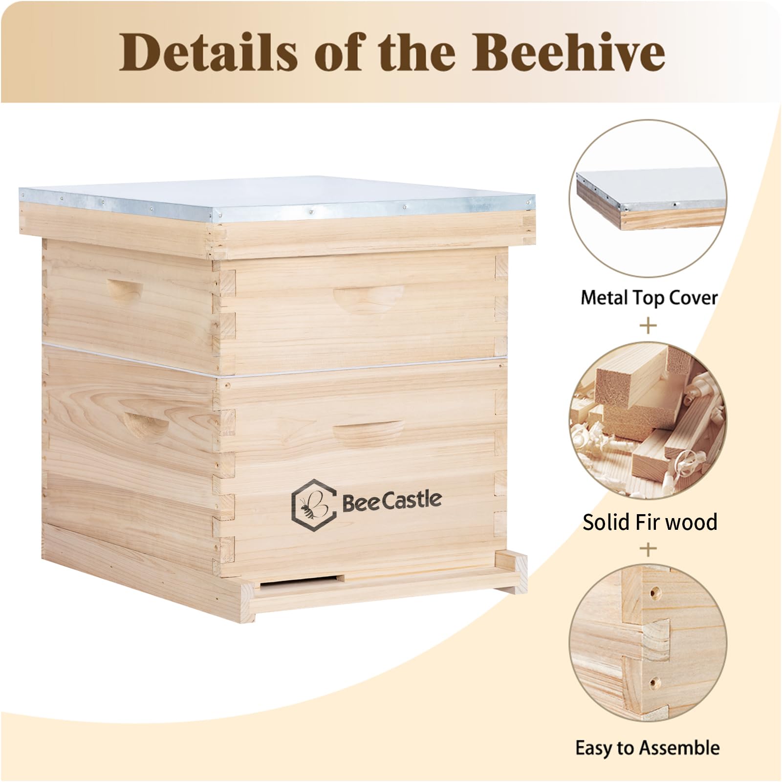 BeeCastle medium honey super provides efficient space for honey storage and easy harvest