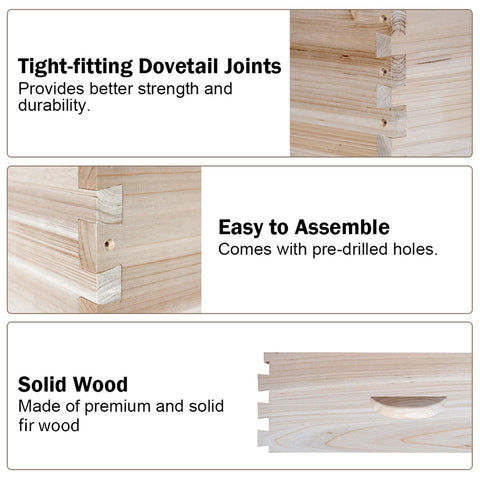 BeeCastle premium solid fir wood body ensures durable, safe beehive housing