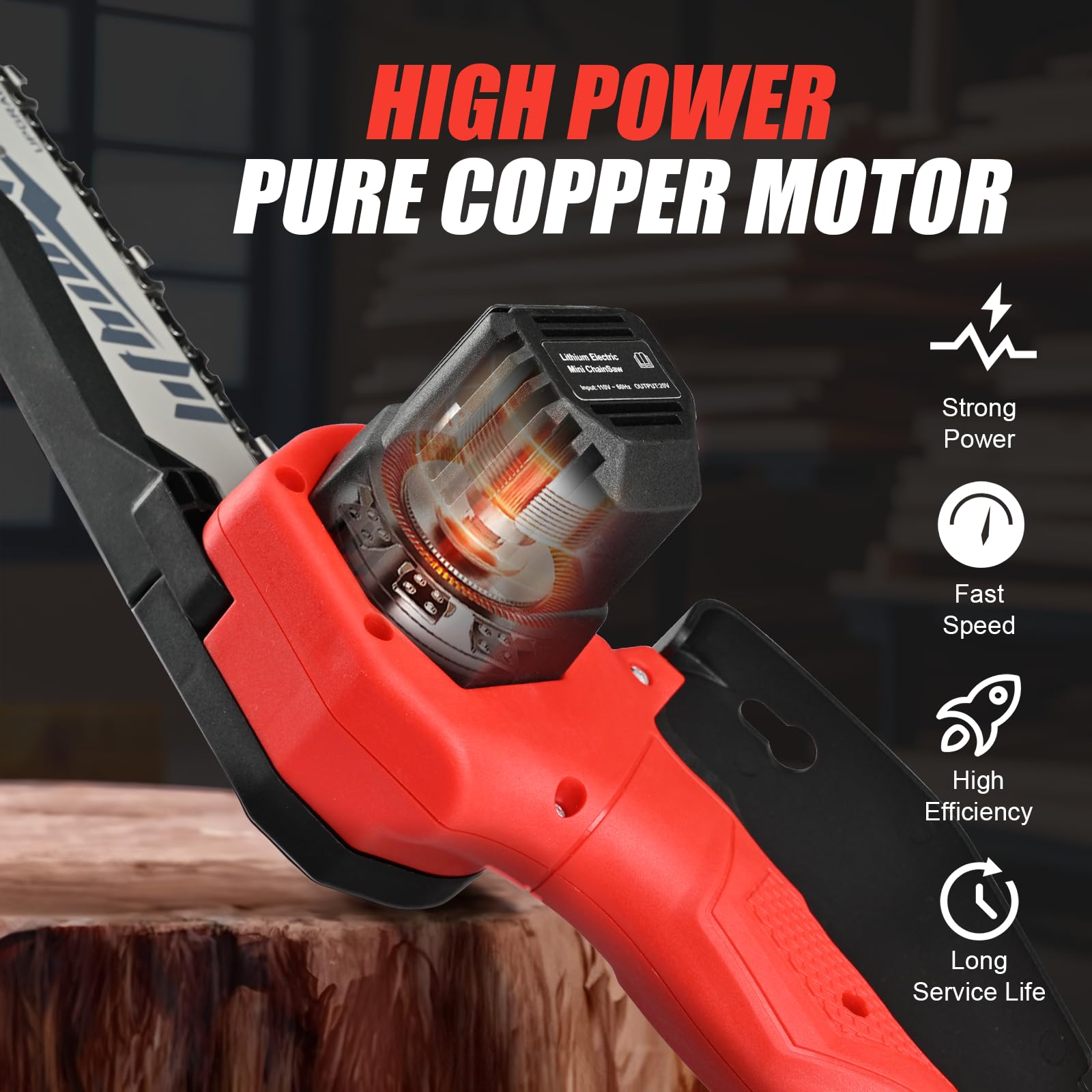 Beedeck mini chainsaw safety lock for secure startup and safe operation.