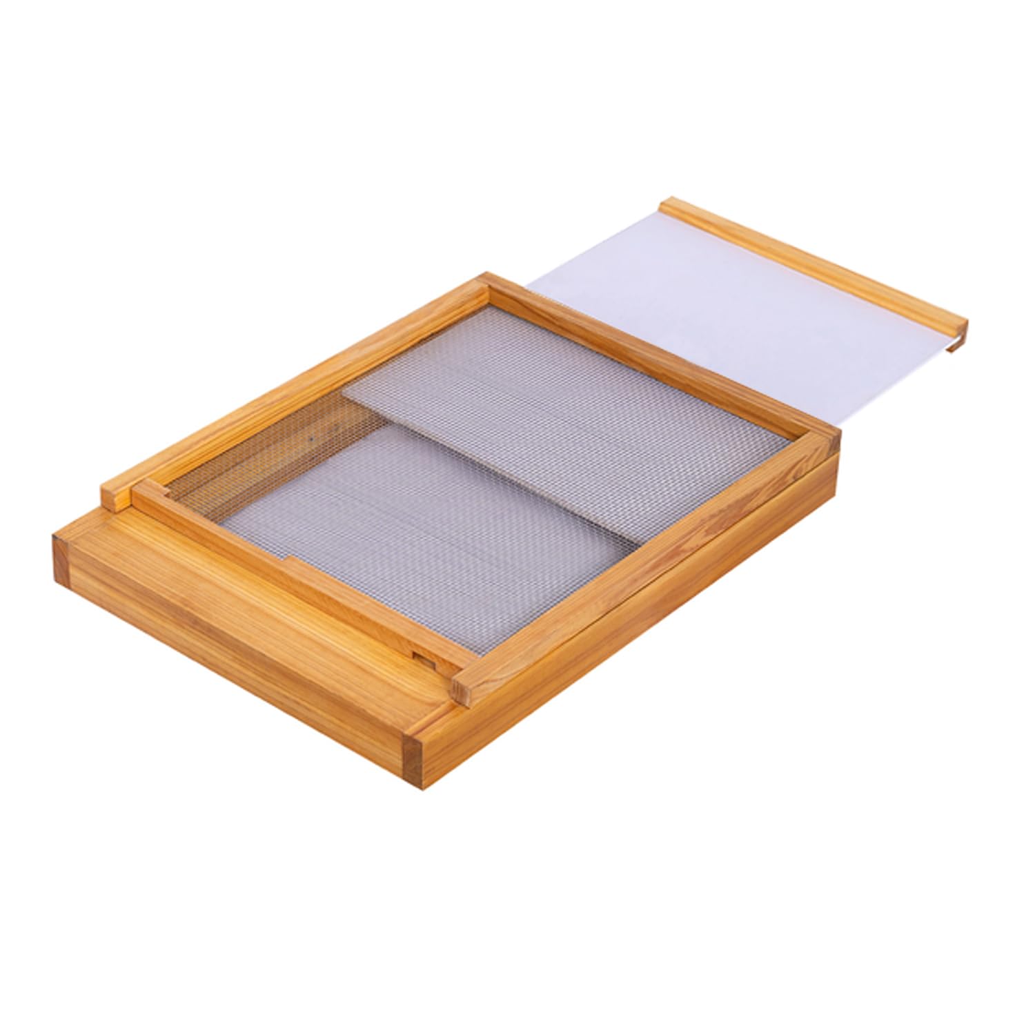 BeeKNOWS 10-frame bottom board with beeswax coating attracts bees and simplifies hive setup.