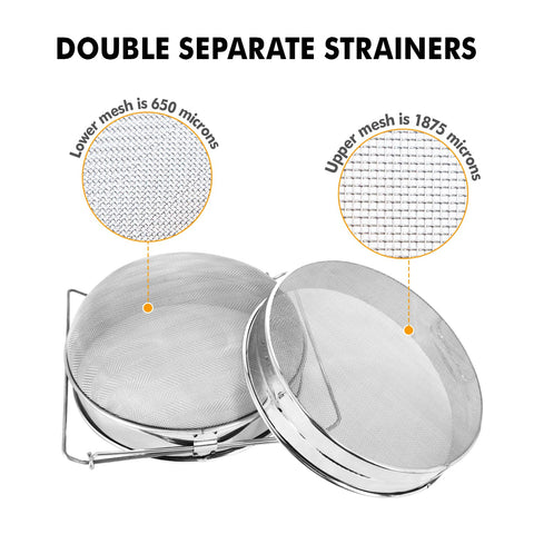 Beeknows double sieve system removes wax and impurities for refined honey