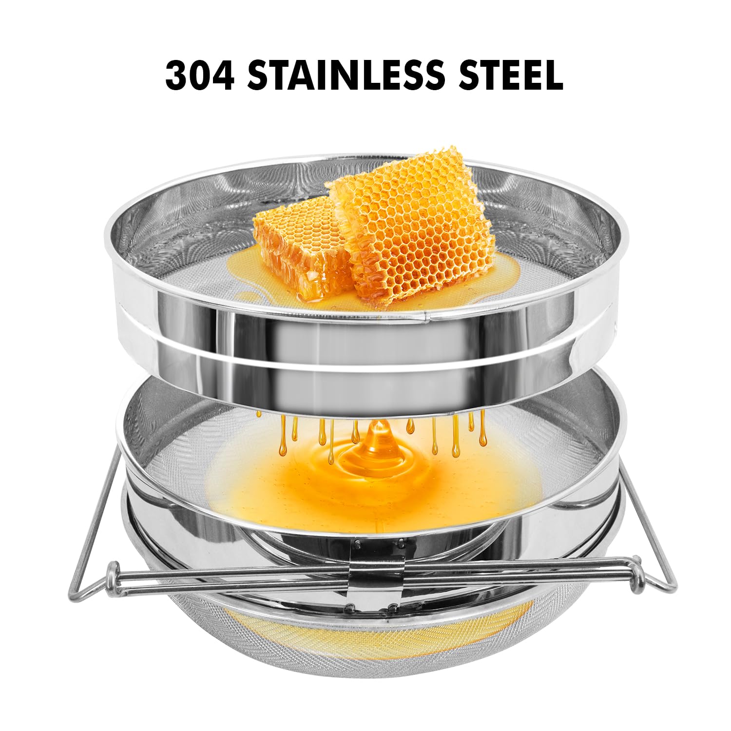 Beeknows extendable arms design for stable over containers during filtration