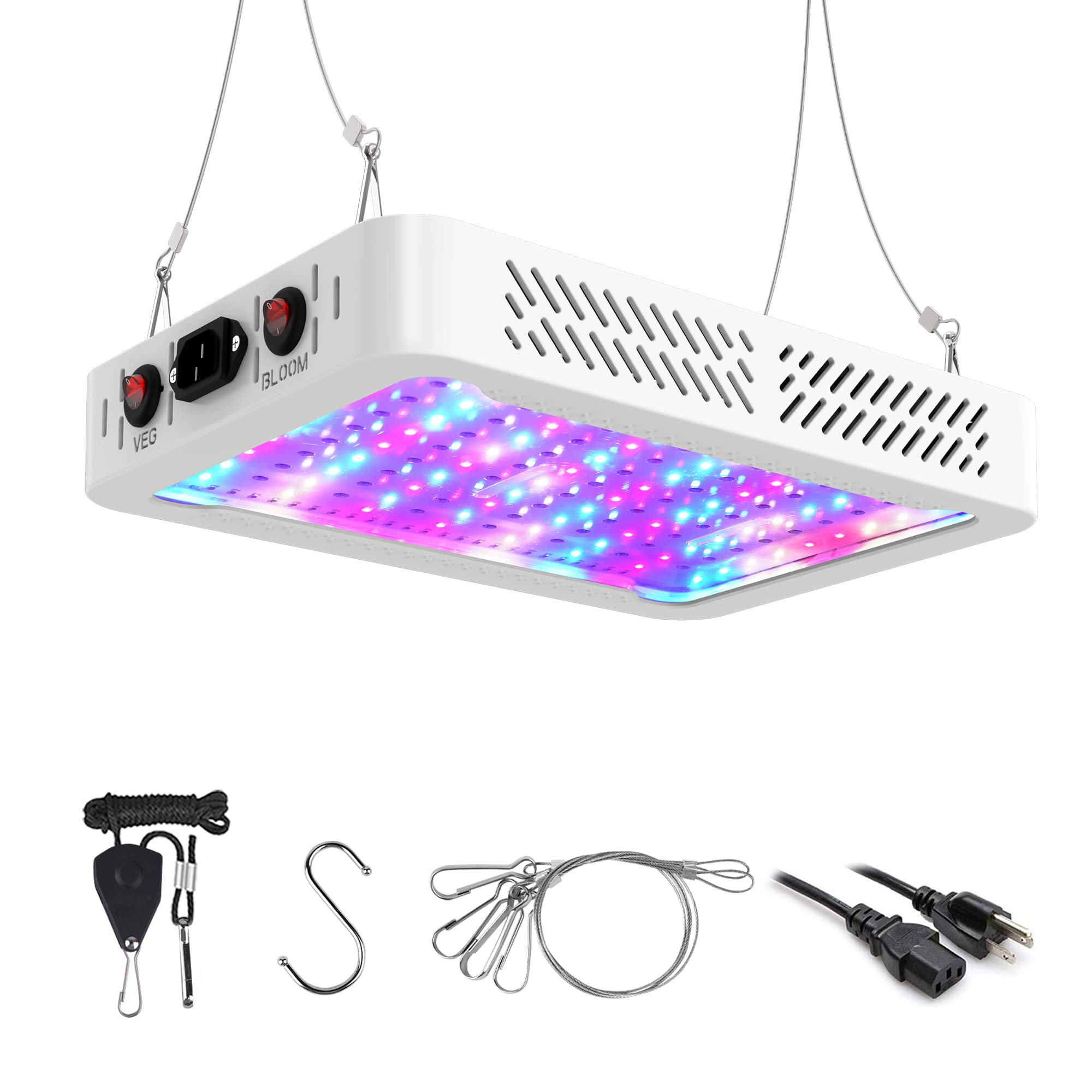 Beelux 1000W LED grow light over seedling trays boosts early growth