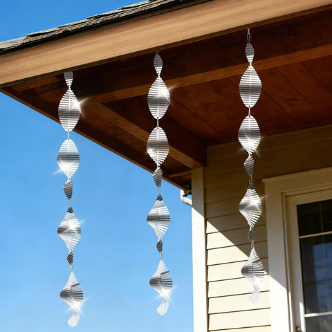 Beeplove fishbone wind spinner set with reflective motion to deter birds