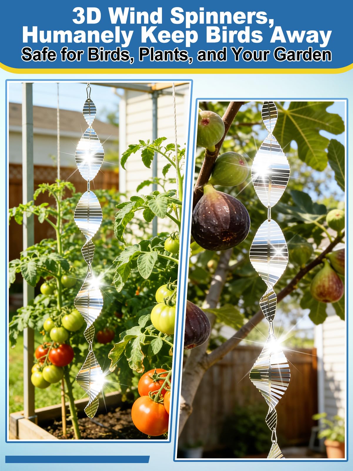Beeplove stainless steel bird reflectors 3pc for humane deterrence