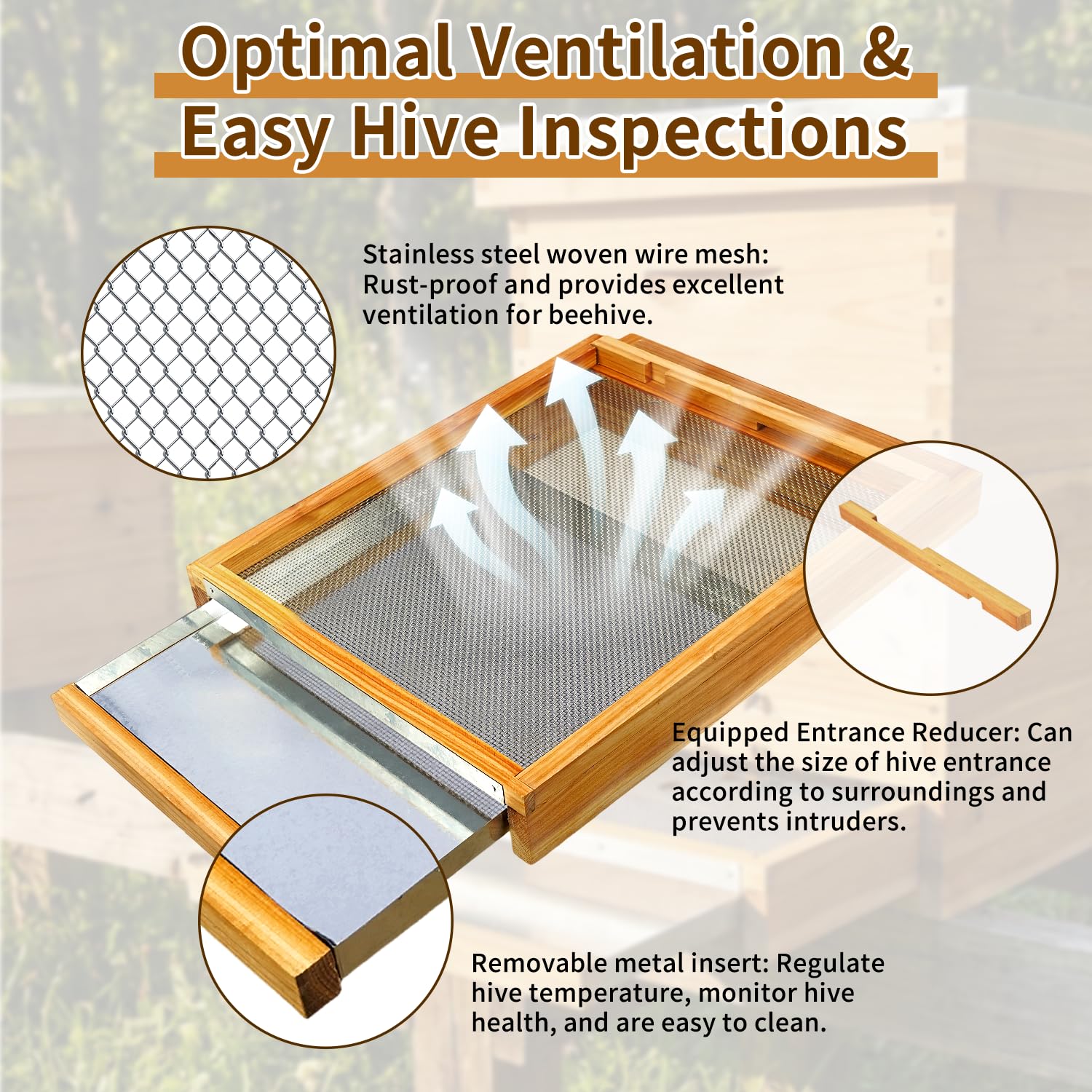 BeeQuestify entrance reducer secures the hive entrance during cool or windy days.