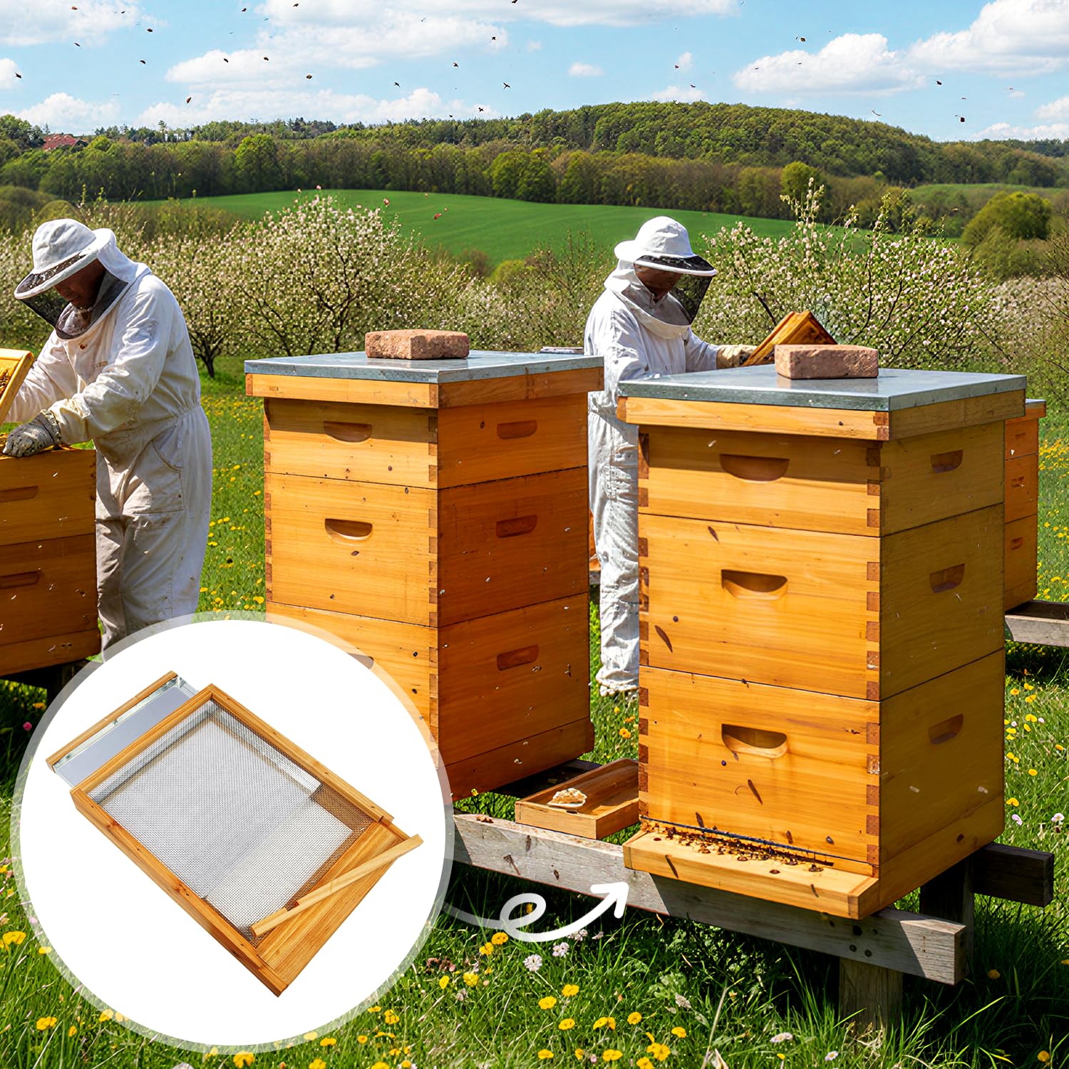 BeeQuestify pull-out tray enables quick, hygienic cleaning without hive disassembly.