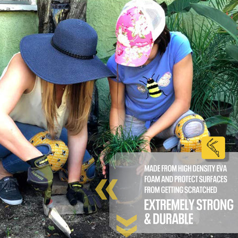 Bee's Knees longer adjustable straps demonstrate secure fit during gardening.
