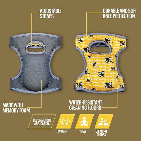 Bee's Knees water-resistant material keeps knees dry during cleaning tasks.