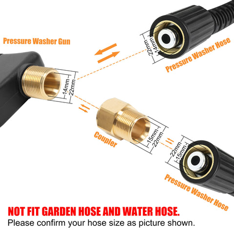 Beetro brass M22 coupling interface enables secure hose connections.