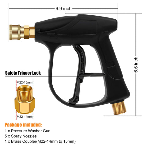 Beetro car wash gun side view with comfortable handle for controlled spraying.
