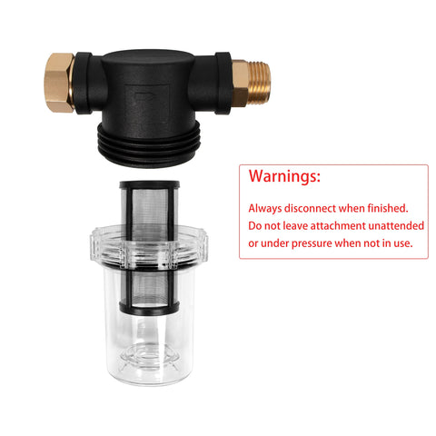 BEETRO garden hose inlet filter compatible with standard spigots and power washers.