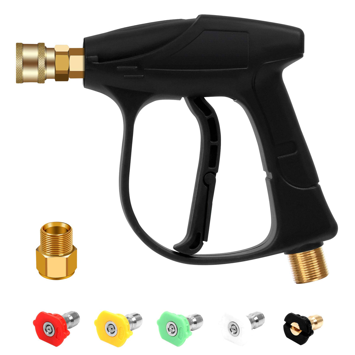Beetro high-pressure washer gun front view with a durable engineered plastic body.