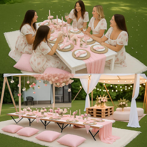 Beeveer boho wedding outdoor decor set with coordinated textiles