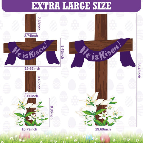 Beeveer Easter cross yard decor sign, large cross centerpiece for garden.