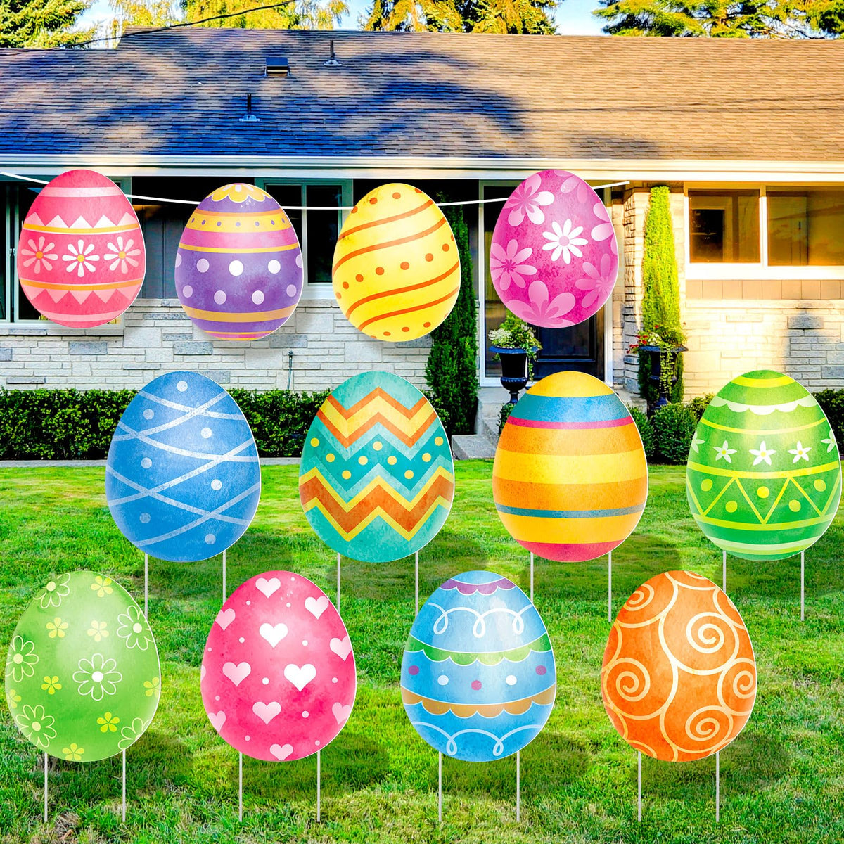 Beeveer Easter yard signs in garden for festive curb appeal