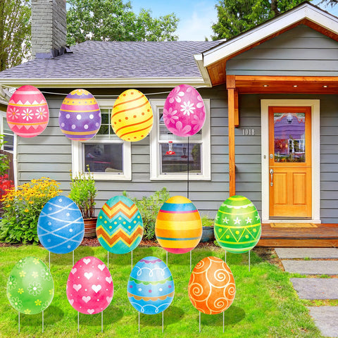 Beeveer Easter signs displayed in a garden setting