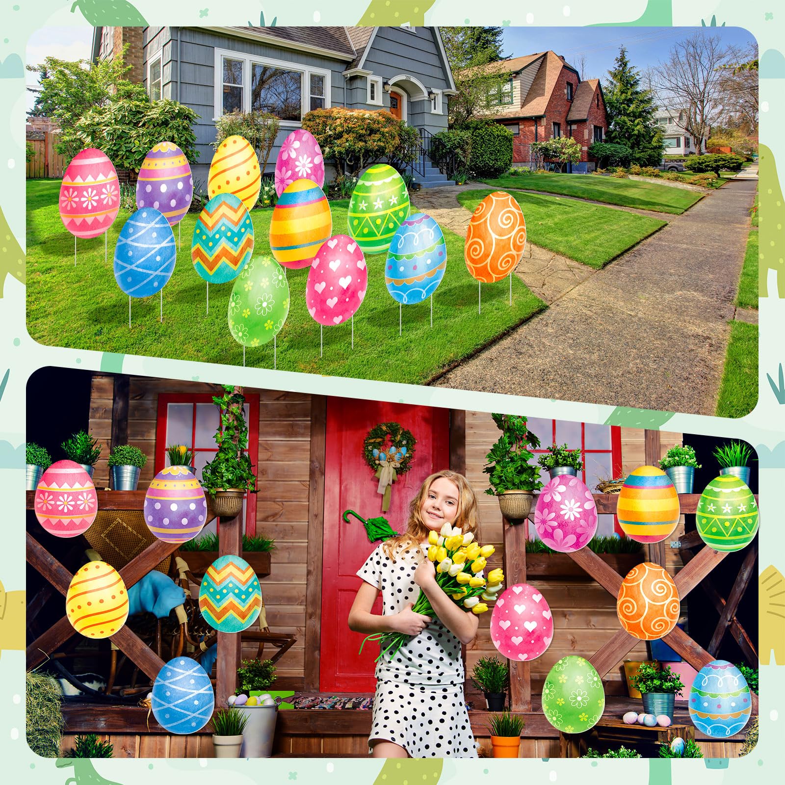 Beeveer Easter yard signs packaging and setup ready to install