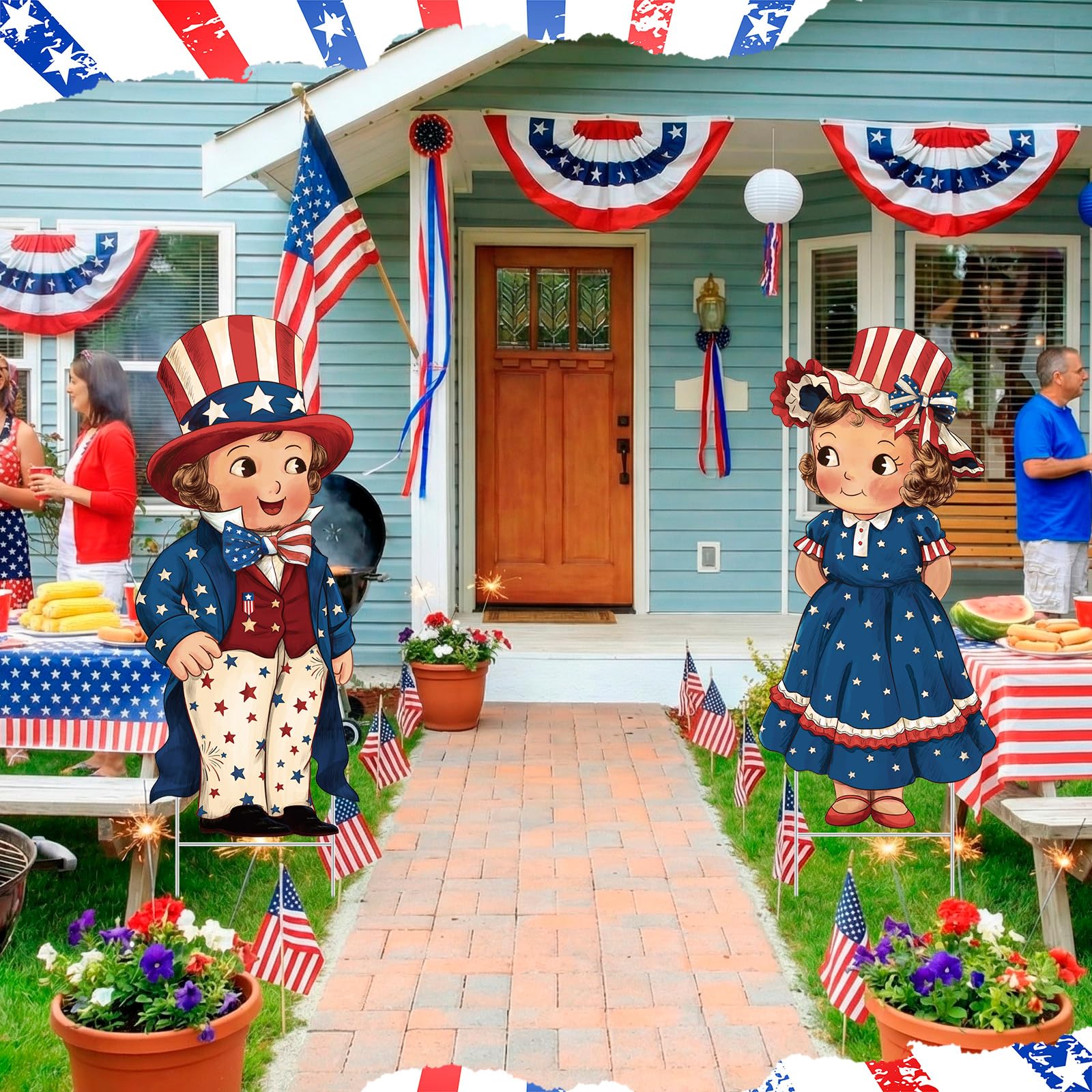 Beeveer Independence Day outdoor sign withstands wind and rain for long-lasting display.