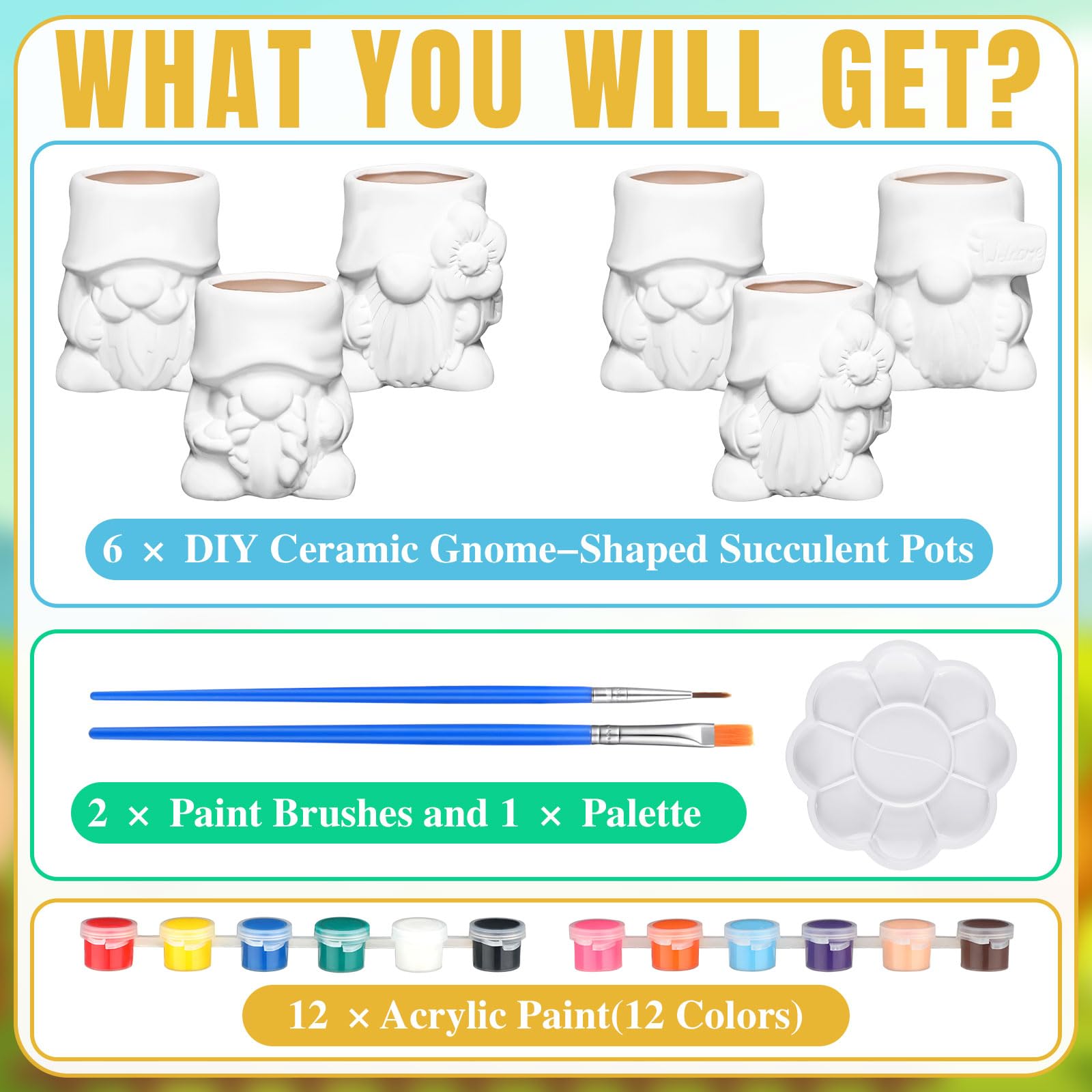 Beeveer twelve mini acrylic paints for colorful plant pots