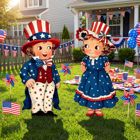 Beeveer two-pack Fourth of July signs brighten your yard and porch.
