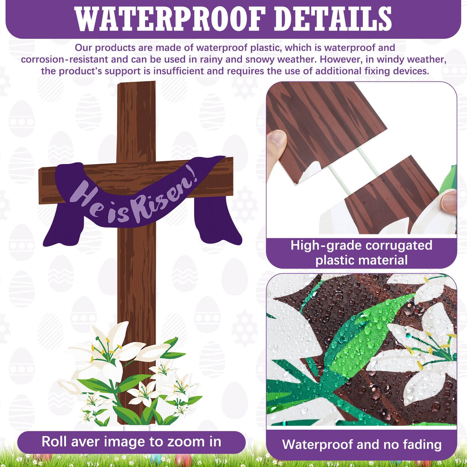 Beeveer waterproof plastic Easter sign for outdoor use, 35 by 20 inches.