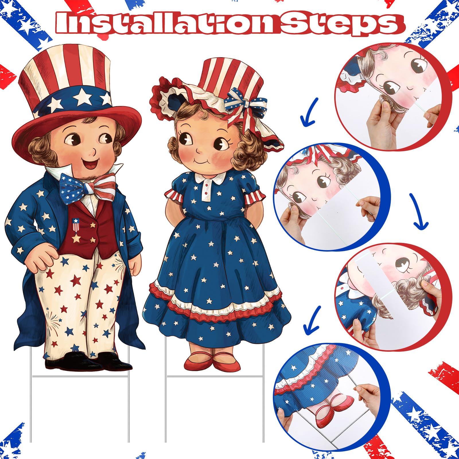 Beeveer weatherproof patriotic yard sign decor for lawn, garden, or patio.